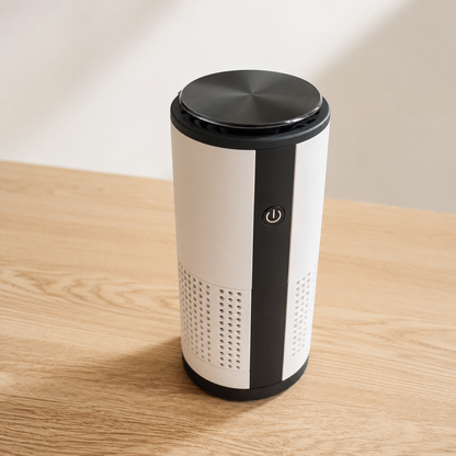 Ventra AirPure Mini set fra oven med top, knap og luftindtag